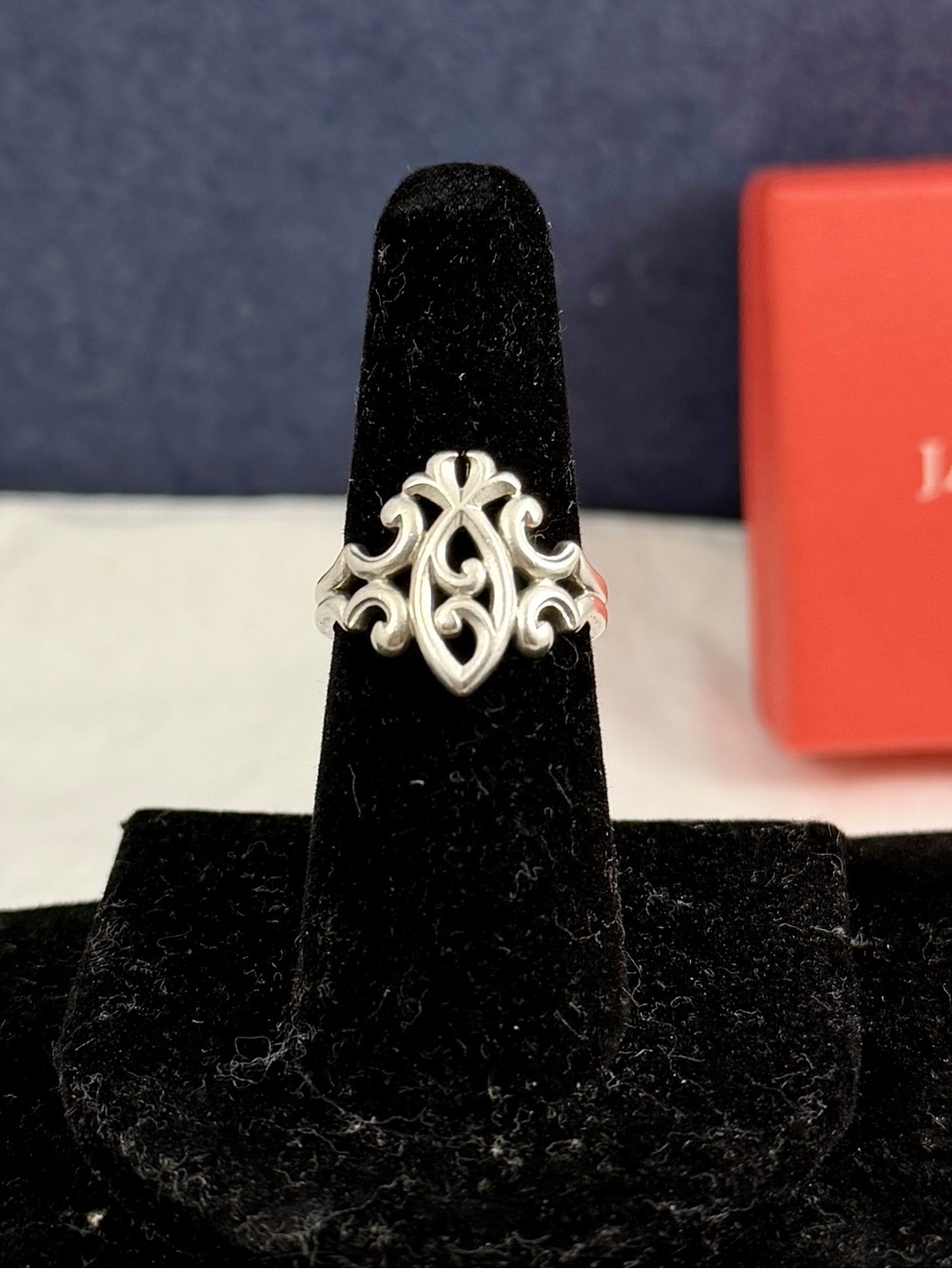 JAMES AVERY Sterling Silver Ichthus Scroll Ring; Size 6.5; RETIRED